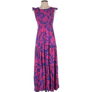 Floral Pink and Blue Maxi Dress